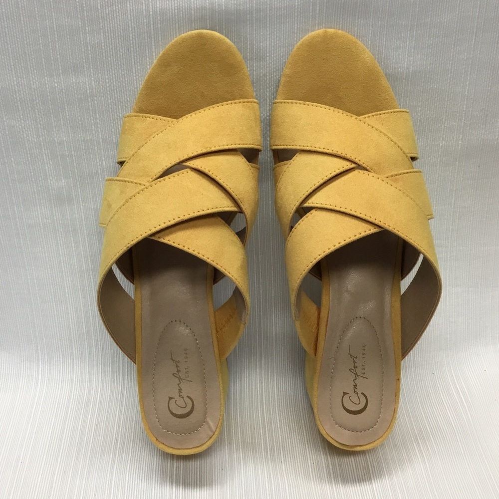 Comfort Yellow Slip On Low Heels